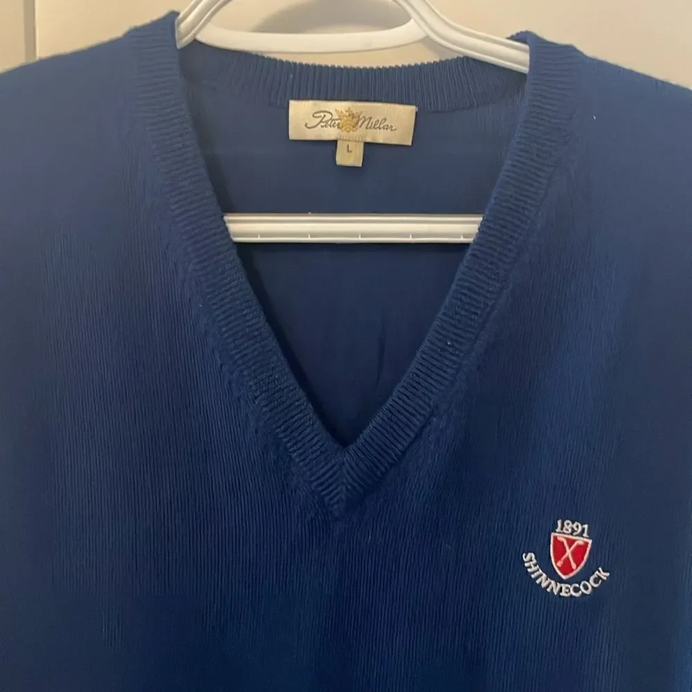 Peter Millar Shinnecock Blue V-neck Wool Vest